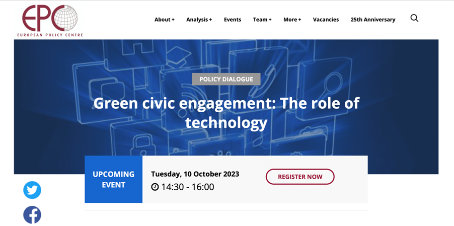 Poster of the event Green civic engagement: the role of technology